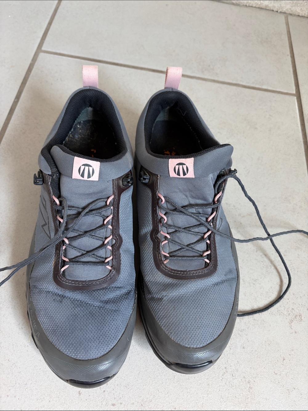 Tecnica Gray Athletic Shoes with Pink Accents
